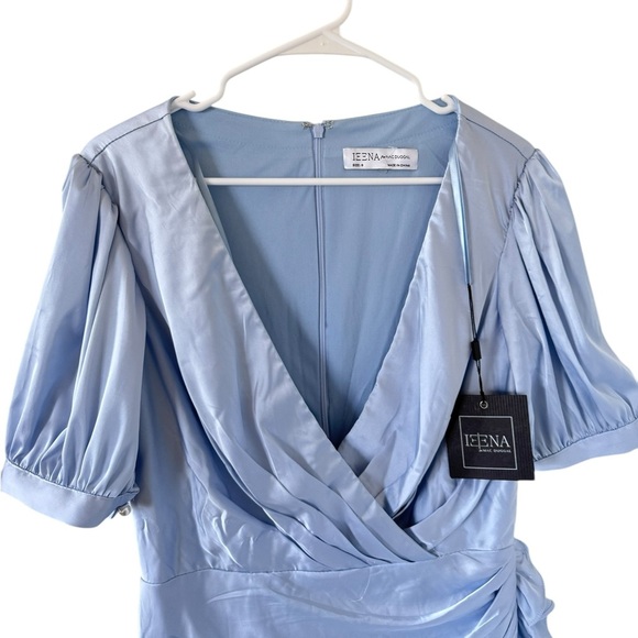 Ieena for Mac Duggal NEW Wrap Front Satin Cocktail Dress - Picture 4 of 9